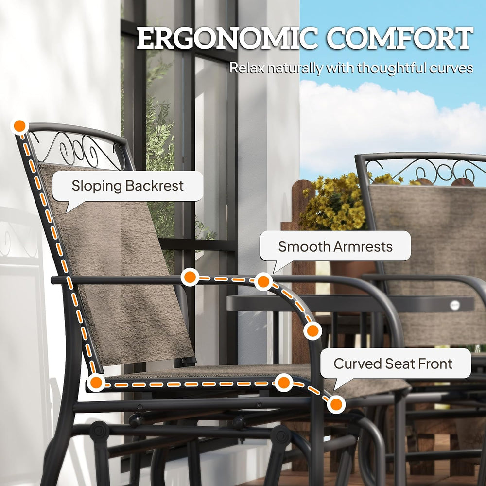 Outsunny Outdoor Glider Chairs with Coffee Table Patio 2-Seat Brown | Rocking...