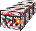 Clear Clothes Storage Bags, 4 Pack Closet Organizers and Under Bed Storage Containers, Foldable Moving Bags with Zippers for Comforter, Blanket, Bedding, Duvet, PVC Packing Bags 60L