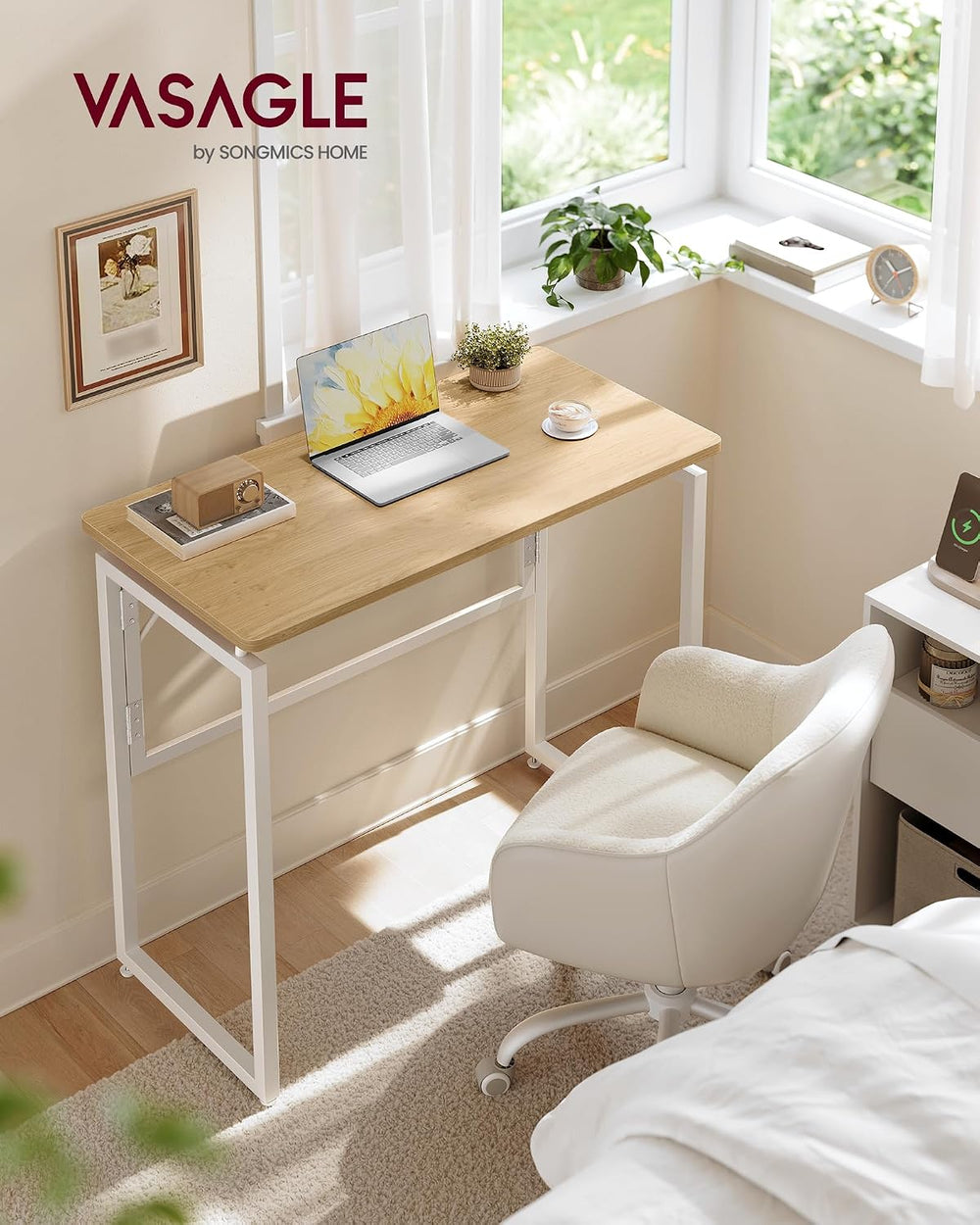 VASAGLE Folding Desk, Small Computer Desk, Foldable Table 31.5 Inch | One-Pie...