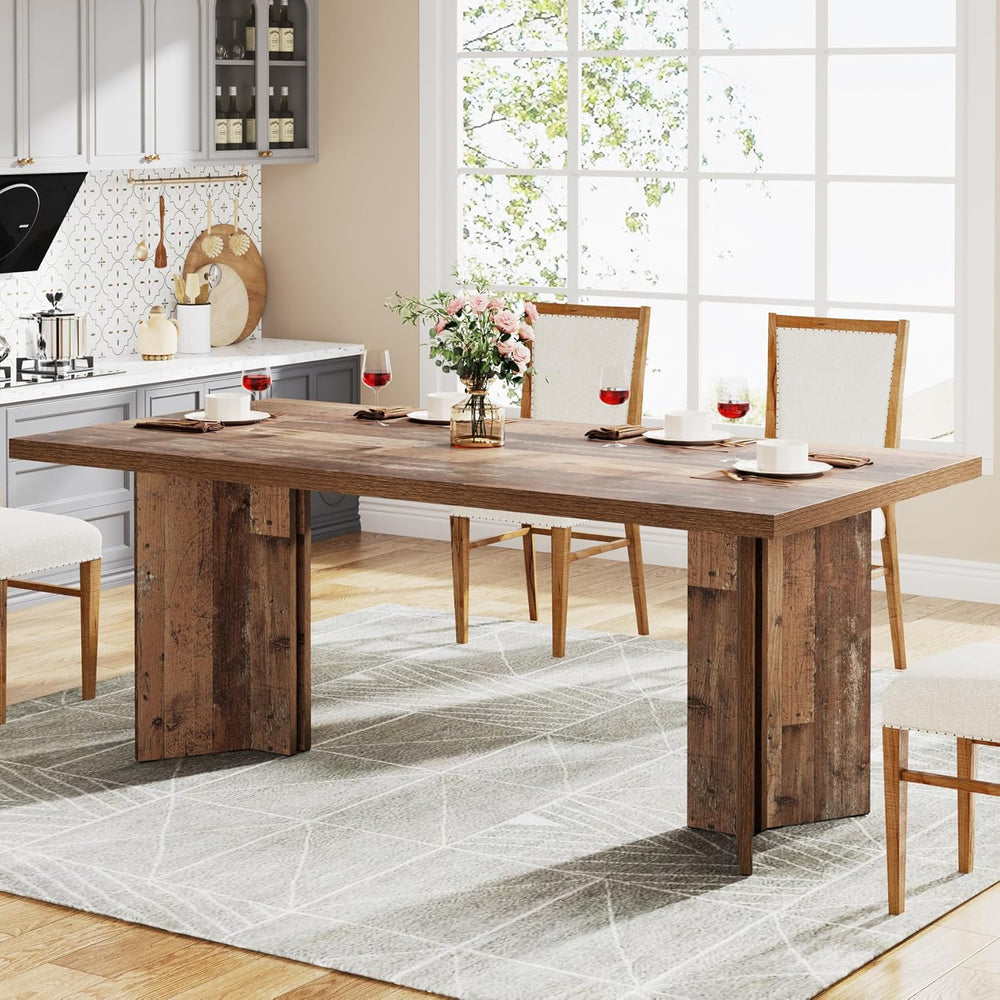 Tribesigns 63-inch Dining Table for 4-6, Farmhouse Kitchen Table with Large T...