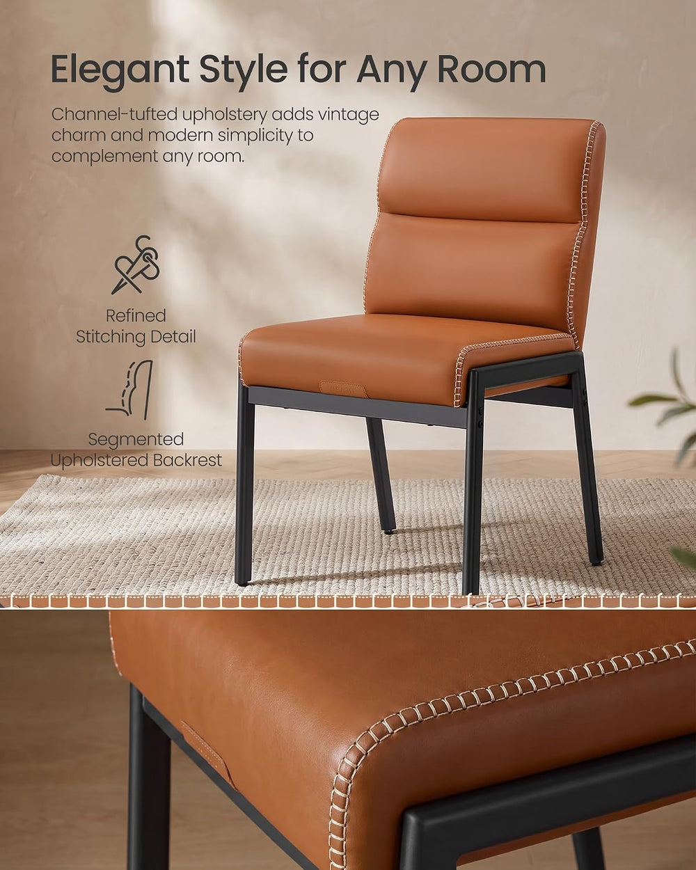 VASAGLE Dining Chairs Set of 4, Upholstered Kitchen Chairs | Synthetic Leathe...