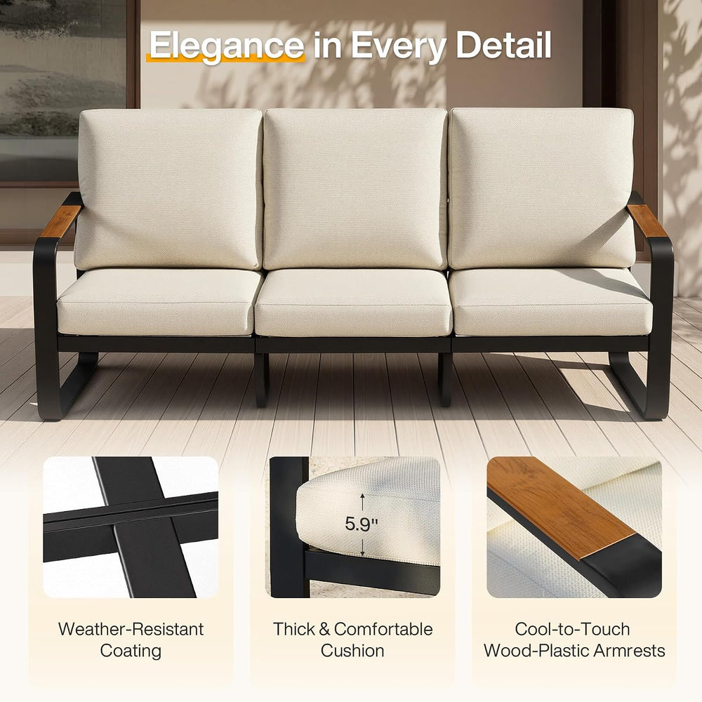 Tribesigns Outdoor Patio 3 Seater Sofa Tall Back & Oversized Seat, Modern...