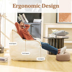 Jumbo Plush Bean Bag Chair for Adults with Head & Back Support - Extra Large Durable Tear-Resistant Fabric (Large)