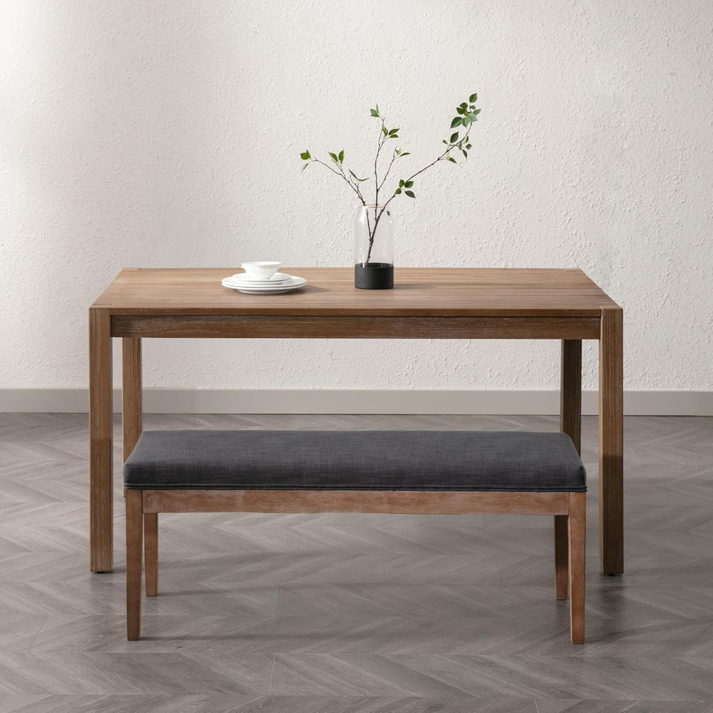 Linen Dining Bench Upholstered Entryway Bench Farmhouse Shoe Bench Seat Ottom...