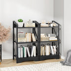 Vagusicc Bookshelf, 3 Tier Industrial Bookcase, Metal Small Bookcase, Rustic Open Book Shelf Storage Organizer for Living Room Bedroom Home Office, Small Bookshelf (Black)