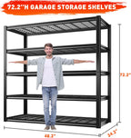 REIBII 48.2''W Garage Shelving Heavy Duty Metal Shelving 3000LBS Storage Shelves Adjustable Metal Shelves Industrial 5 Tier Garage Shelf for Basement Pantry Warehouse Supermarket, 2 Pack