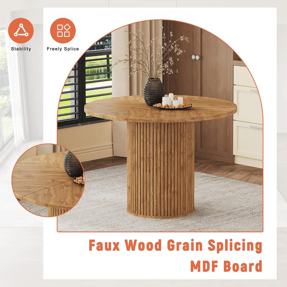 Circle Dining Table Set for 4, Dinette Table Set for 4, 42 Inch Storage Table...