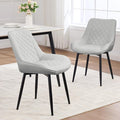 Dining Chair Set of 2, Modern Dining Chairs with Thick Cushions, Faux Leather Upholstered Kitchen Dining Room Chairs with Metal Adjustable Legs for Dining Living Room, Light Grey