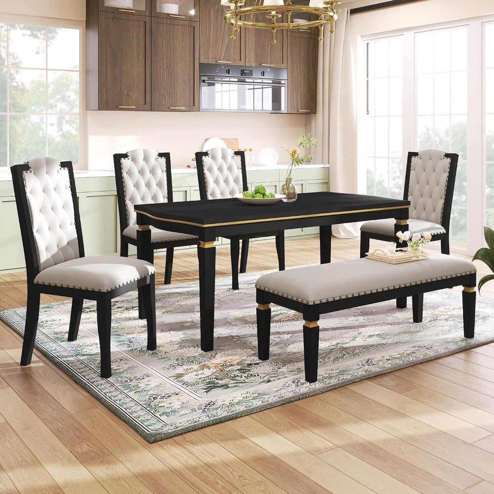 Harper & Bright Designs 6-Piece Kitchen Dining Table Chairs Set, 60"...