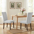Furniliving Upholstered Dining Chairs Set of 2 - Line Fabric Modern Farmhouse Kitchen Chairs, High-Back Dining Room Chairs with Wooden Legs for Kitchen Dining Room Living Room.Light Grey