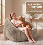 Hobestluk Giant Bean Bag Chair Memory Foam Filled Sofa Chair Bean Bag for Adults/Teens/Kids, Oversized Lazy Accent Comfy Stuffed BeanBag Sofa for Living Room Bedroom Dorm Reading(Brown)