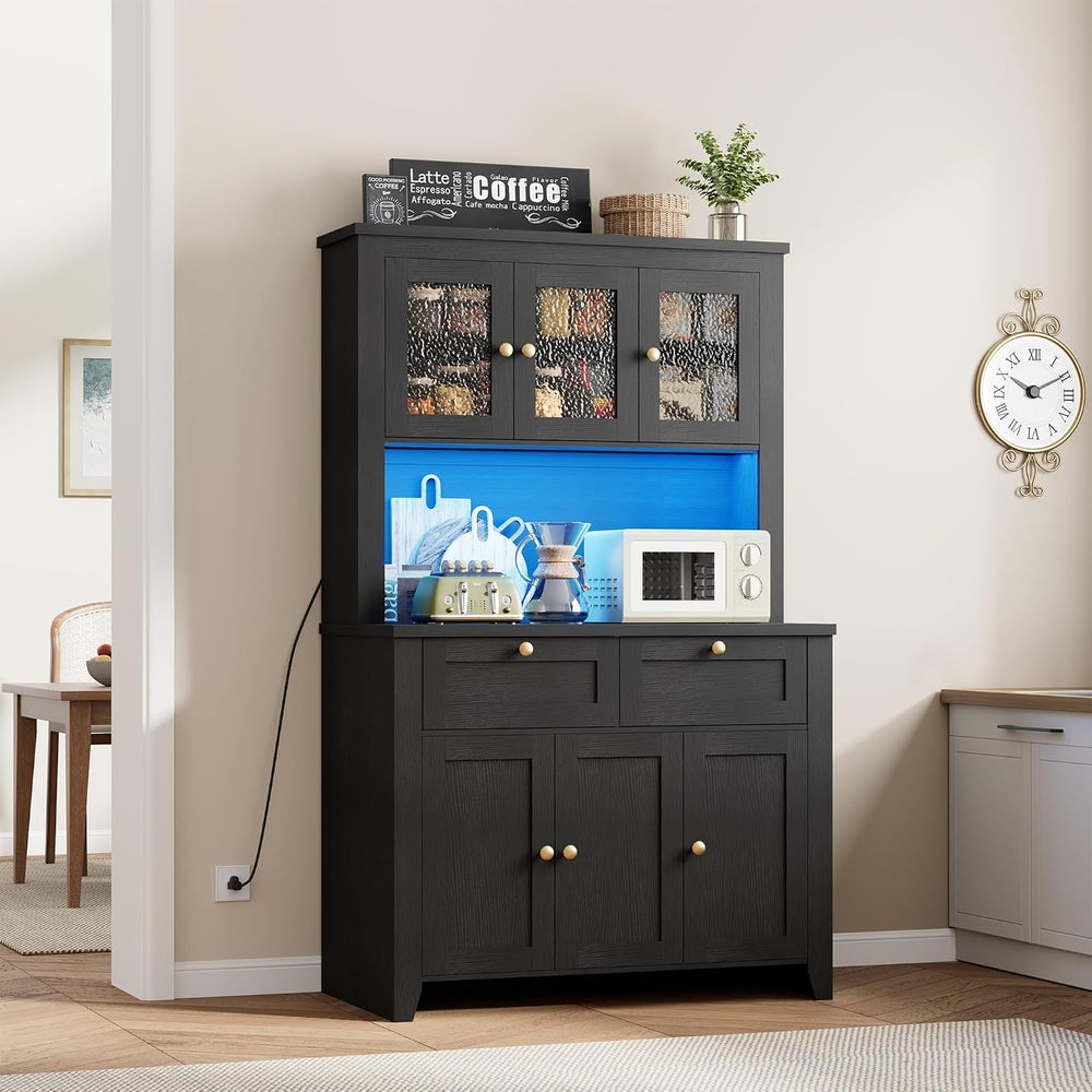 GAOMON 66" Tall Kitchen Pantry Cabinet, Modern Kitchen Hutch with Chargi...
