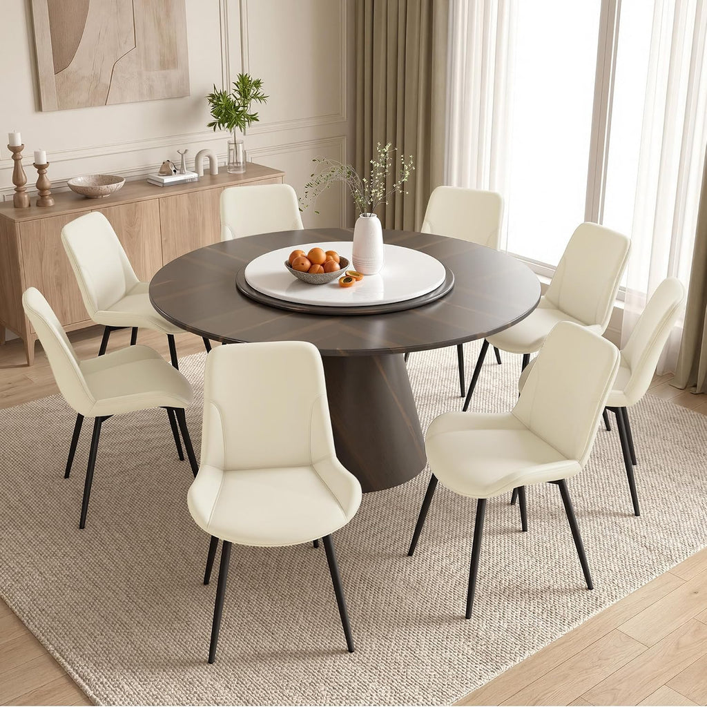 Miereirl Dining Chairs Set of 8, Modern Upholstered Dining Chairs, Kitchen Chairs with Cushioned Seat and Back, Armless Side Chairs with Metal Legs for Dining Room Kitchen