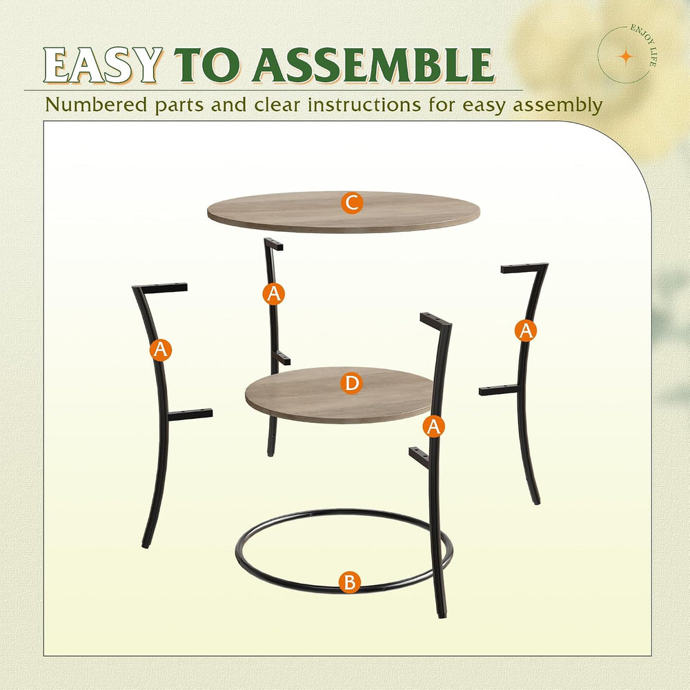 WLIVE Side Table, Round End Table with 2 Storage Shelves for Living Room, Bed...