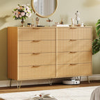 Garvee Fluted Dresser for Bedroom with 8 Drawers,55" Wide Modern Chest of Wooden Bedroom Chest with Metal Handle,Clothes Storage Organizer,Closet Dresser & TV Stand for Living Room,Hallway