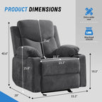 Overstuffed Velvet Electric Rocker Recliner Chair with 8 Point Vibration Massage Glider Recliner Sofa Featuring Cup Holders for Living Room Bedroom