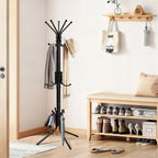Metal Coat Rack, Freestanding Coat Tree & Hall Tree with 15 Hooks, Sturdy Coat Rack Stand and Hat Rack, Coat Hanger for Entryway, Bedroom, Office for Jackets, Hats, Bags,Black