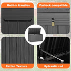 180 Gallon Resin Deck Box, Lockable Patio Outdoor Storage Box for Furniture, Garden Tools and Tools Storage, Waterproof Outside Storage Boxes - Black