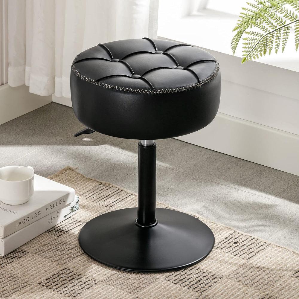 LUE BONA Adjustable Vanity Stool 15.8"-20.7", 360° Swivel Faux Leat...