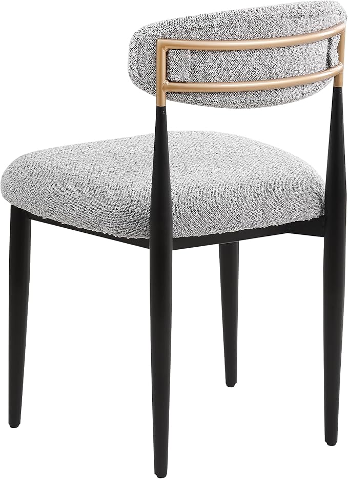 Morden Fort Modern Dining Chairs Set of 6, Upholstered Armless Chairs with Curved Backrest and Black Metal Legs for Dining Room, Kitchen, Living Room and Apartment
