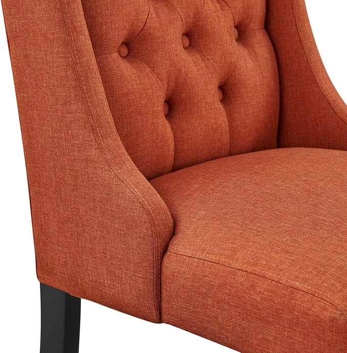 Modway Baronet Button-Tufted Fabric Parsons Dining Chair in Orange