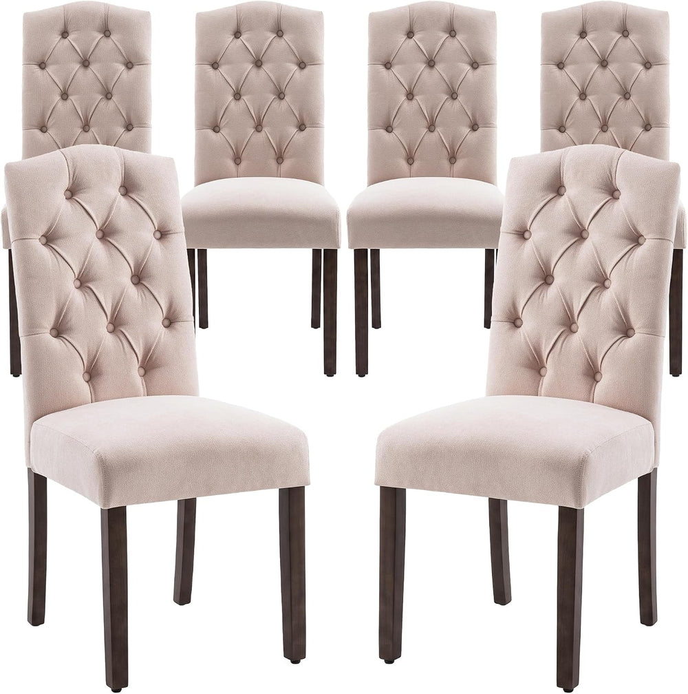 Tufted Dining Chair Fabric Button Upholstered Modern Kitchen Diner Set of 2