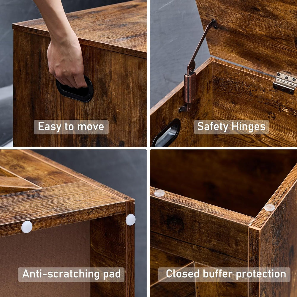 47.2” Storage Bench,Extra Large Wooden Storage Chest with 2 Safety Hinges,ent...
