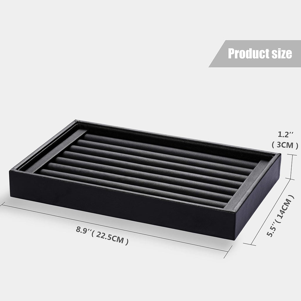 Velvet 7 Slots Ring Earrings Trays Showcase Display Jewelry Organizer (PU Leather)
