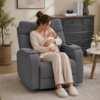 Power Swivel Rocker Recliner with Massage&Heat,Swivel Glider Recliner Chair | Nursery Rocking Recliner with Type-C Port&Timing,Power Swivel Reclining Glider Chair with Dual Storage Arms&Cup Holder Grey