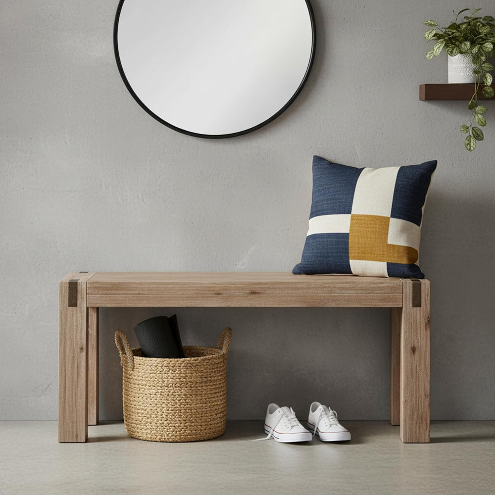Alaterre Furniture Woodstock 40-Inch Entryway Bench with Bronze Metal Inset |...