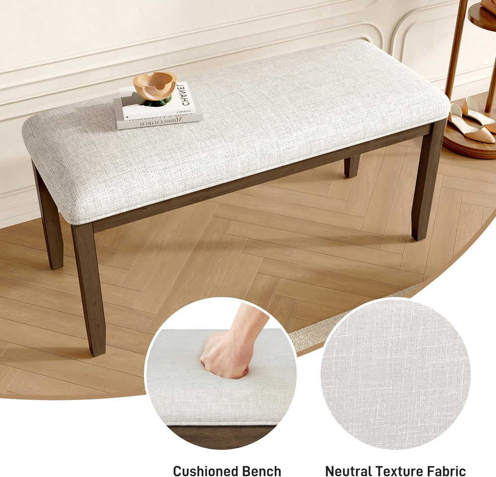 38-inch Small Upholstered Dining Bench, Vintage Wooden Bench Indoor, Entry Wa...