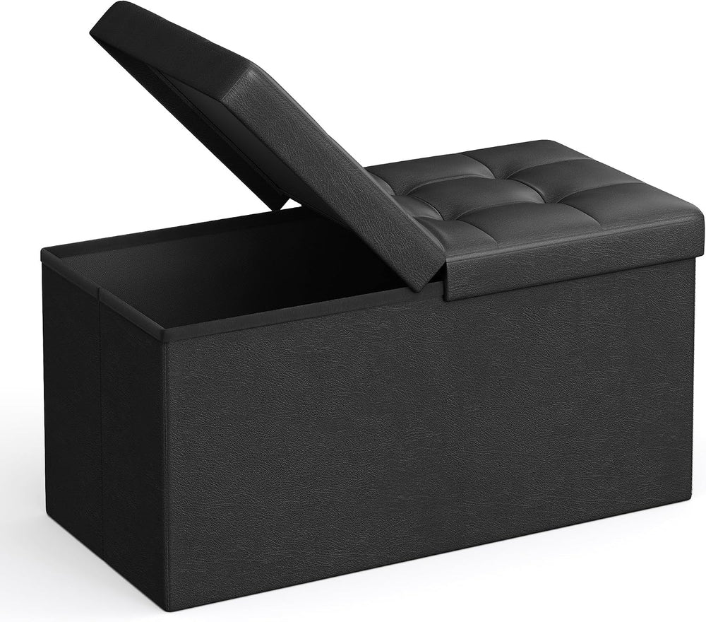 SONGMICS 30 Inches Folding Storage Ottoman Bench with Flipping Lid | Storage ...