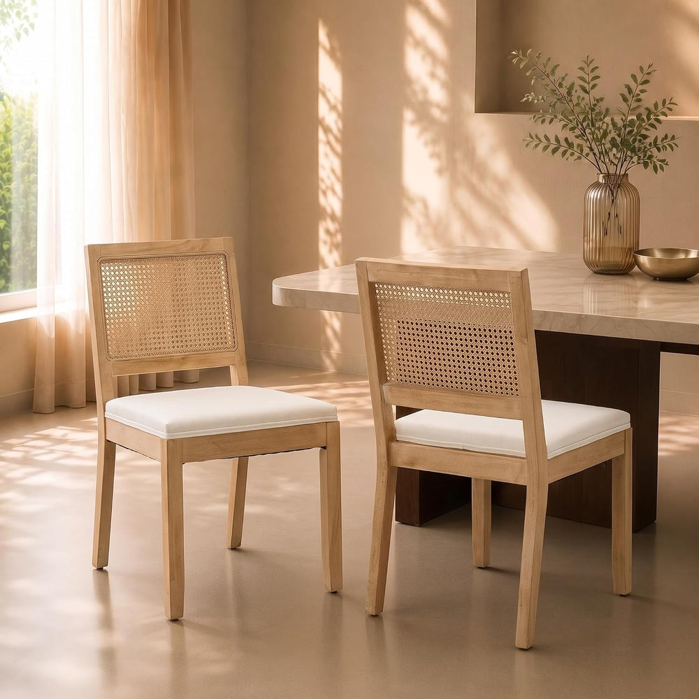 Vintage French Country Dining Chairs Set of 4, Rattan Dining Chairs with a Lo...