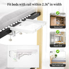 Foldable Bedside Shelf, Metal Clip-On Bed Tray Table for Bunk Bed & Dorm Beds, Dorm Room Essentials Organizer for College Students, Floating Tray, Space Saving Nightstand for Loft Beds (White, Small)