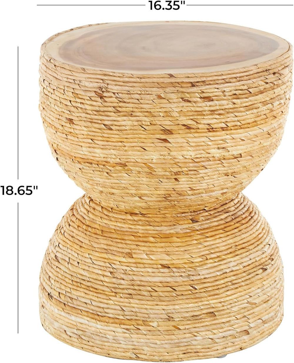 Deco 79 Banana Leaf Handmade Side End Accent Table Woven End Table with Woode...
