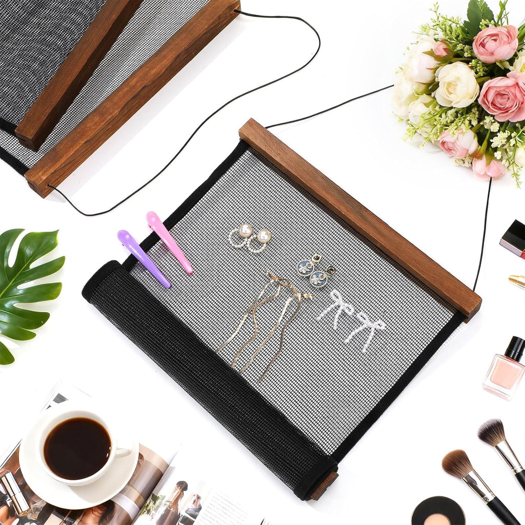 2 Pcs Earring Storage Rack Wall Mounted, Display Hanging Jewelry Storage Rack with 40 S-Shaped Black Hooks for Stud Earrings and Necklace Holders, Gift for Women