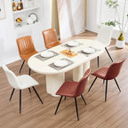 Dining Chairs Set of 4, Modern Dining Chairs with Thick Cushions, PU Leather Upholstered Kitchen Dining Room Chairs with Metal Legs for Dining Living Room (Reddish Brown)