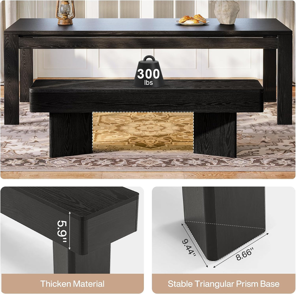 Tribesigns 47.24" Dining Bench, Modern Black Dining Table Bench with Stu...