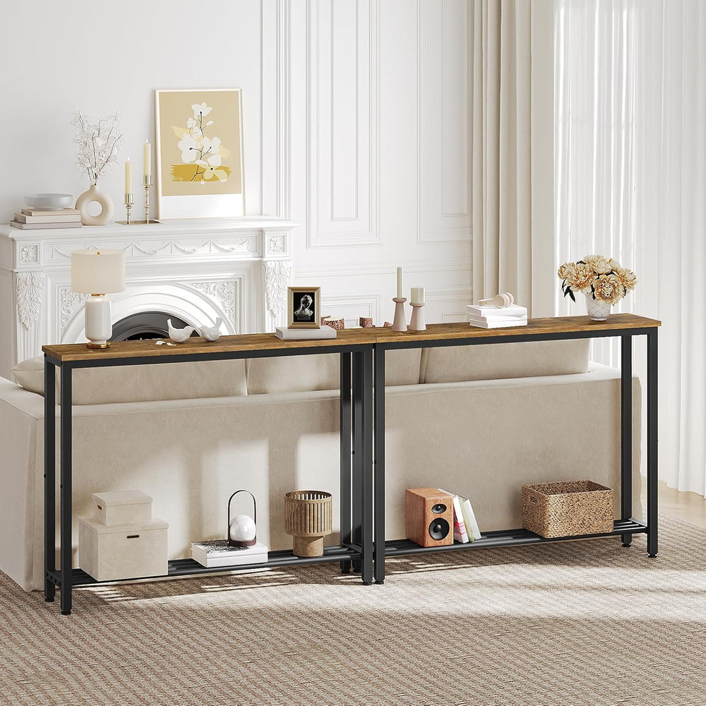 YATINEY Narrow Console Table, 2-Tier Small Sofa Table, 39.4" Thin Entryw...