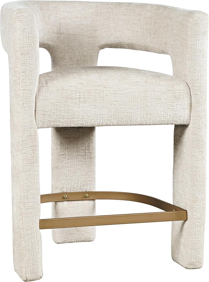 Jofran Upholstered Counter Stool with Arms – Versatile Barstools – Stylish Seating for Kitchen Dining Room or Home Bar, Natural, Single Stool