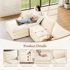 Vesgantti Large Modular Sectional Sofa, Big Comfy Cloud Couch with Ottoman Deep Seat Corduroy Cloud Sofa, 8 Seater Large Sectional Couches for Living Room, Bedroom and Apartment, Beige