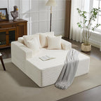 54.3"W Oversized Chaise Lounge Chair Indoor, Boneless Corduroy Sleeper Sofa Bed with 4 Pillows, Armrests, Comfy Fluffy Reading Couch, No Assembly Required Cloud Sofa for Living Room, Bedroom, Office