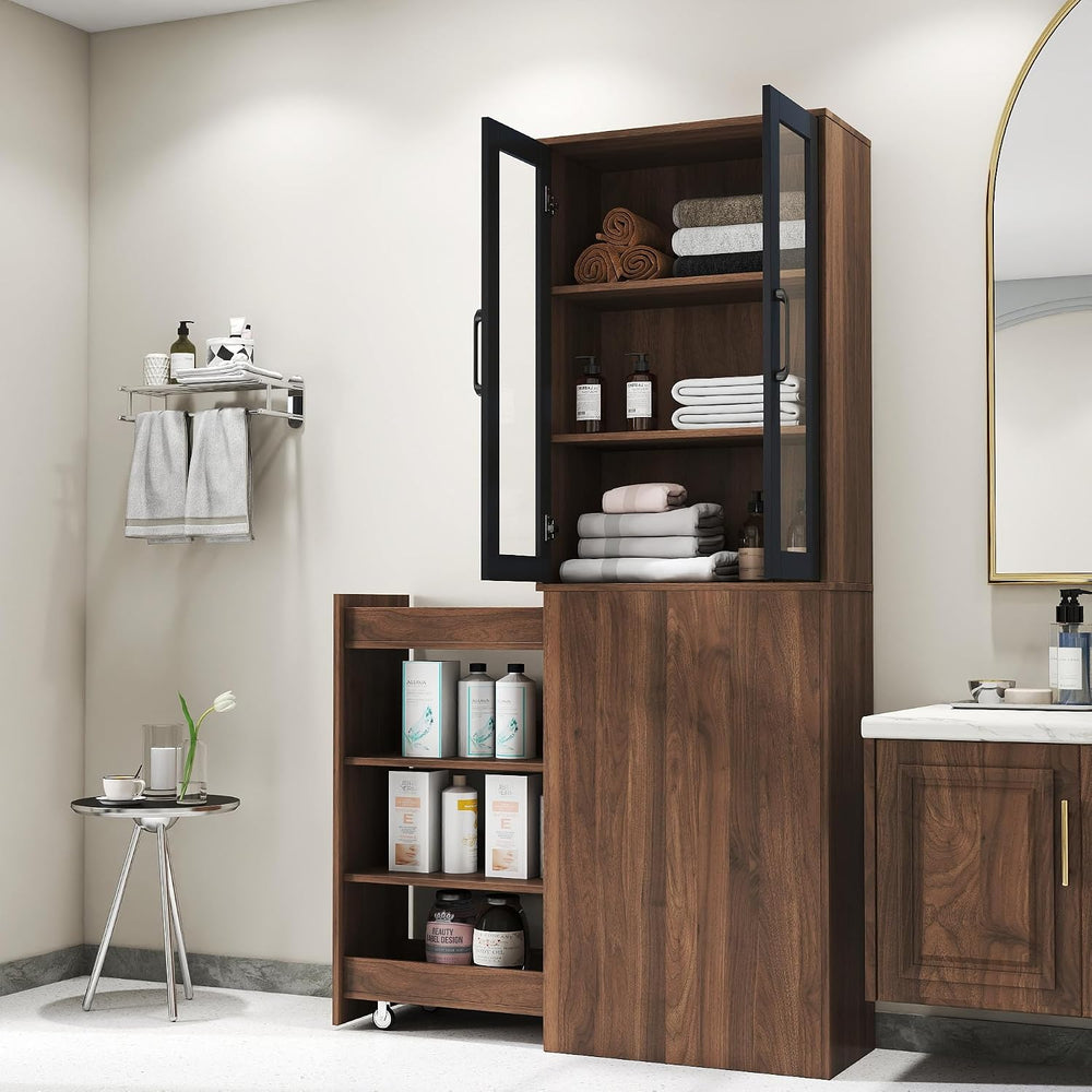 70.9" H Display Storage Cabinet , 4 Tier Multi-functional Pull-out Multi...