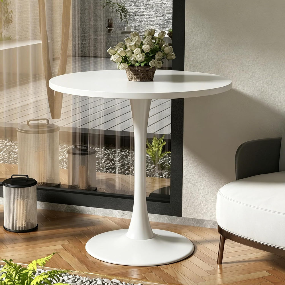 Round Dining Table 30" Circle Tulip Table for 4 People,White | Mid Centu...