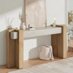 S.E.C.D 70.9-Inch Modern Console Table, Geometric Minimalism Entryway Sofa Table, Long Wood Foyer Tables for Entryway, Hallway, Living Room, Limestone and Natural Oak