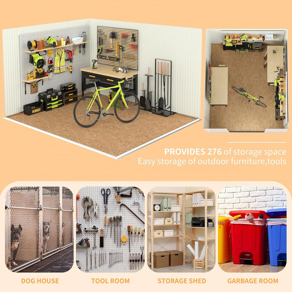 Outdoor Storage Shed 10x8 FT,Metal Tool Sheds,Waterproof Outside Storage Shed,Large Storage Building with Lockable Door