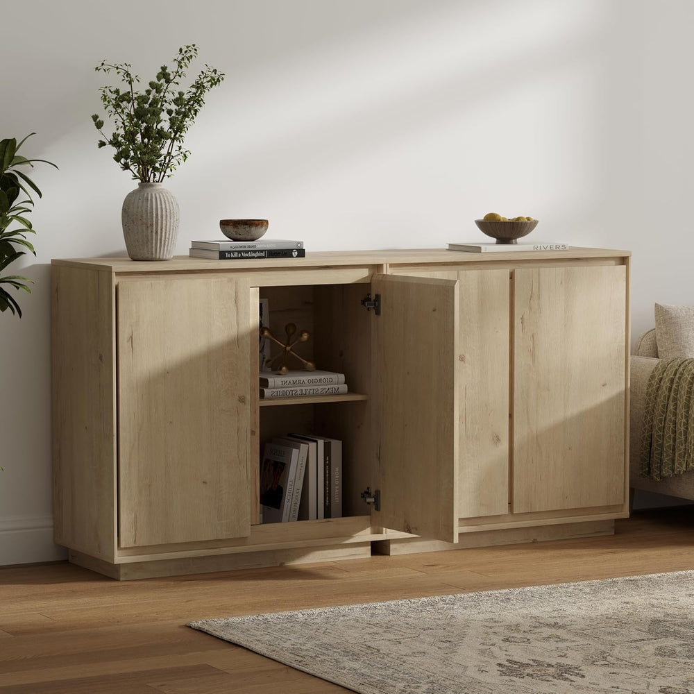 3pcs Sideboard Cabinet Buffet Cabinet with Storage with Adjustable Shelves an...