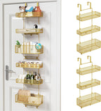 HapiRm Over Door Organizer Storage - Separable Door Organizer Hanging with 6 Metal Large Capacity Baskets for Bathroom Bedroom Kitchen Pantry Closet (Gold)