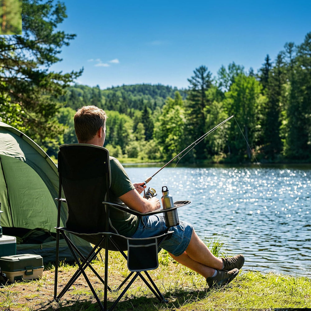 Romswi Lightweight 2Pcs Camping Chairs for Adults, Folding Lawn Chair with 4-...