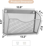 EASEPRES 3 Single Pocket Mesh Hanging File Organizer, Vertical Wall Mounted Magazine File Holder, Mount Basket Mail Paper Document Folder Organizing for Office, Home and School, Gray